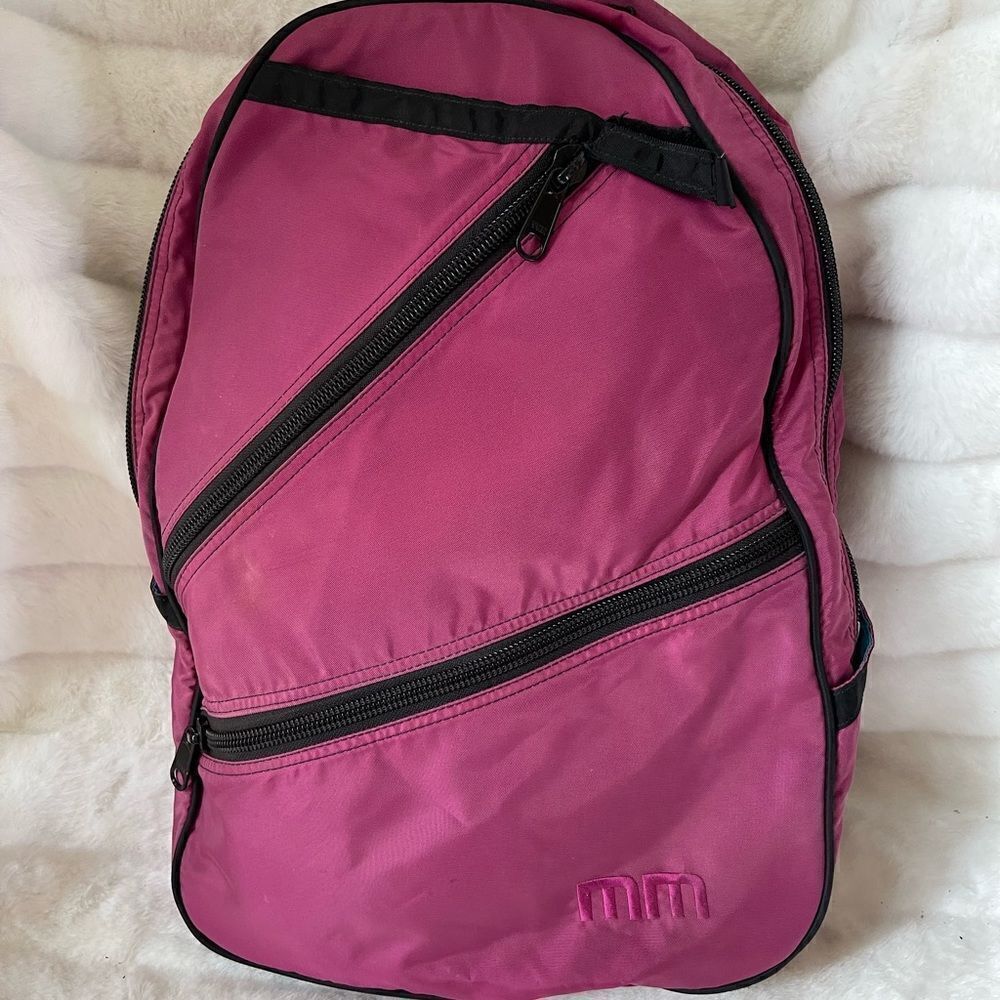 Maggie Matter extra large dark pink Nylon sling back shoulder bag ,bla…